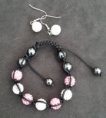 Parure shamballa blanche et rose